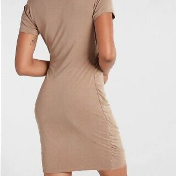 Express Cream Rushed Dress - Picture 4 of 6